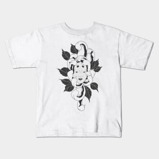 Floral Japanese Noh Mask Kids T-Shirt